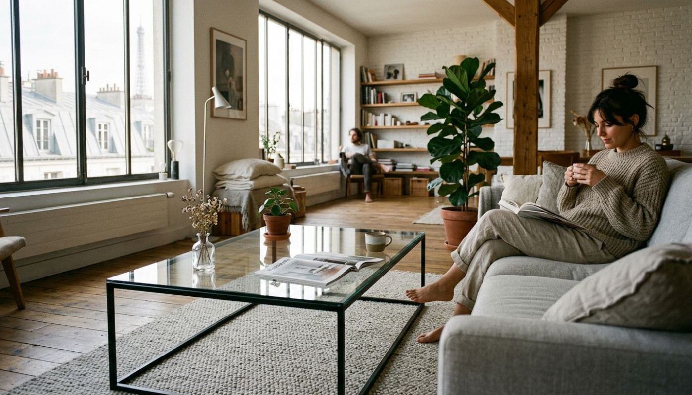 Influence scandinave : la table basse verre métal s’impose dans les lofts parisiens
